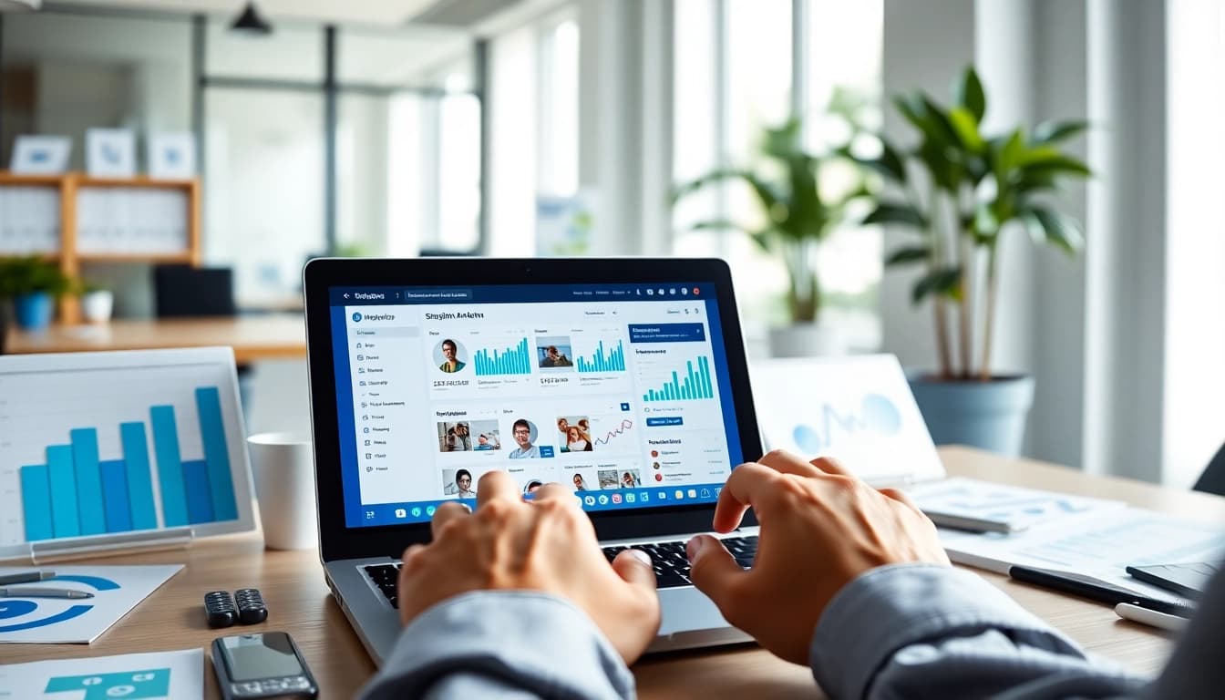 Showcasing the Instagram smm panel on a laptop in a modern workspace.