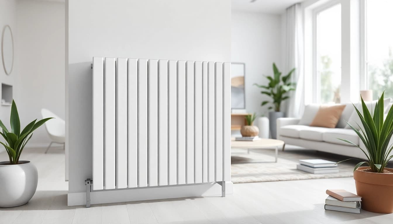 sonni Heizkörper elegant in modernem Wohnraum präsentieren und Wärme ausstrahlen.
