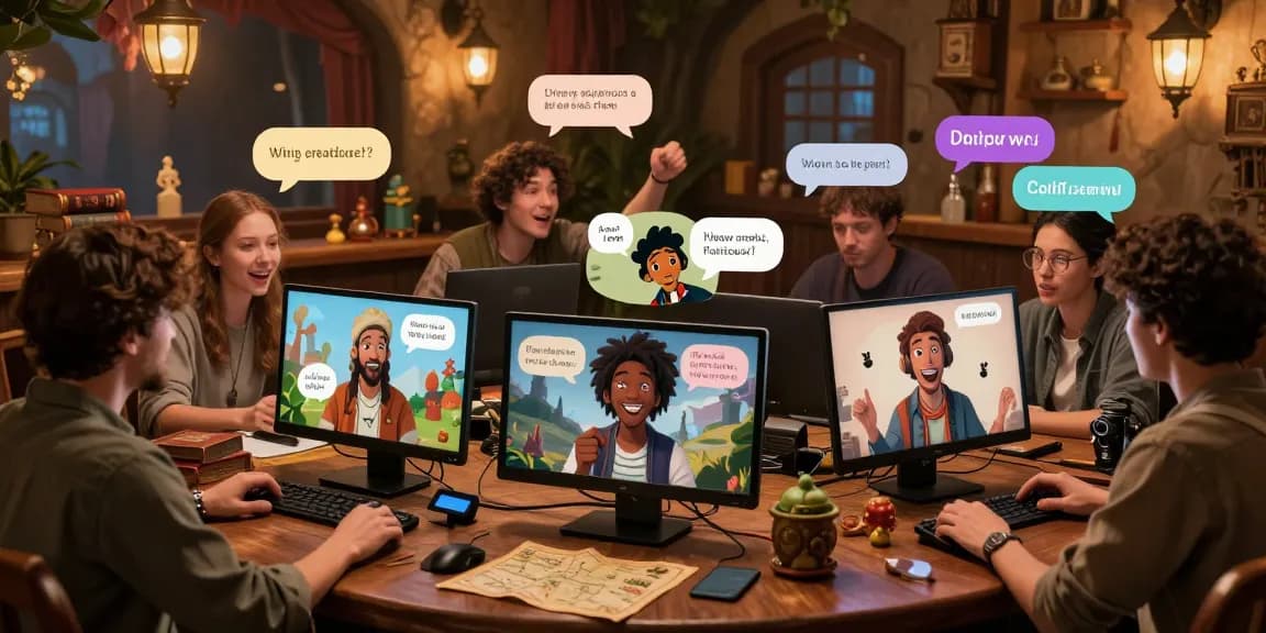 Engaged users interacting with tavern ai characters in a vibrant digital storytelling environment.