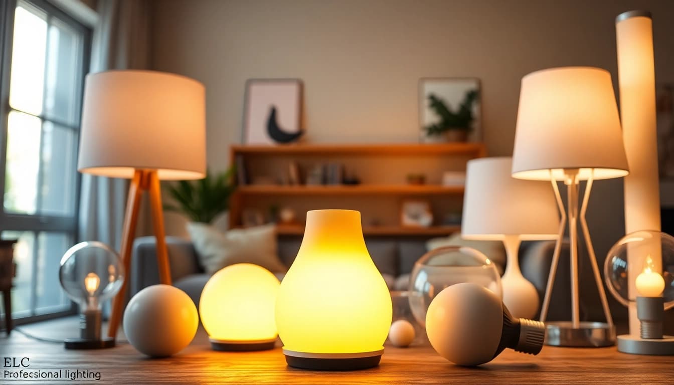Showcase ELC Lamps Online with an elegantly lit lamp in a cozy decor environment.