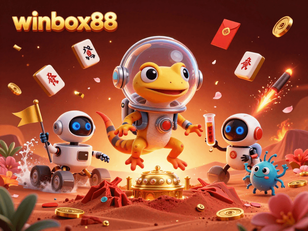 Engage in thrilling adventures at winbox88 with a Martian gecko discovering a golden casino.