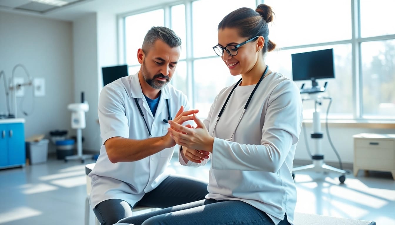 Physiotherapist assisting a patient at Seventeen Physio, showcasing hands-on rehabilitation techniques.