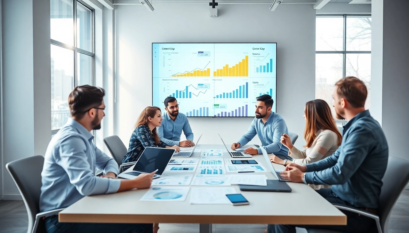 Performing Content Gap Analysis for effective business strategies in a collaborative office environment.