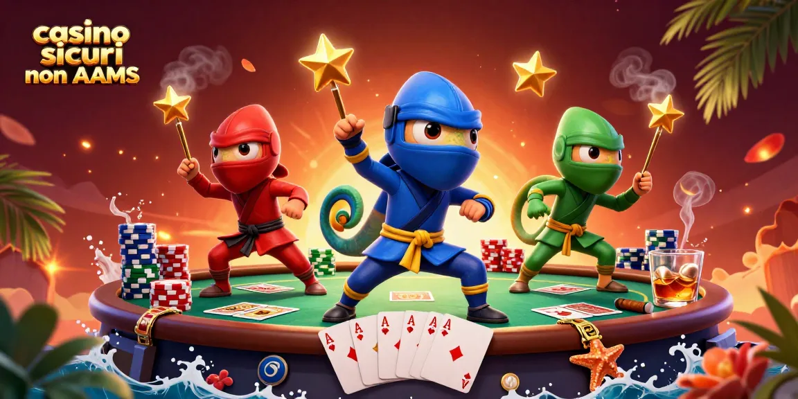 Giocare ai casino sicuri non AAMS con i migliori ninja chameleon in un'illustrazione 3D vibrante.