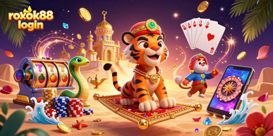 Experience exciting gameplay with rokok88 login and vibrant casino visuals in this dynamic 3D illustration.