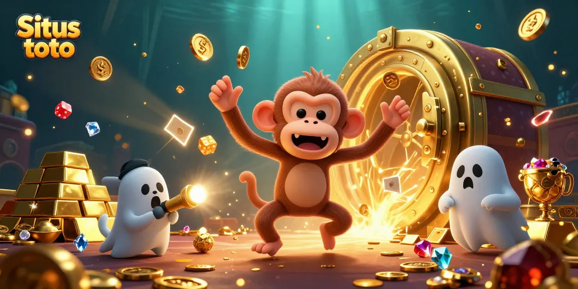 Experience the magic of Situs toto as a ghostly monkey juggles treasures in a haunted casino.