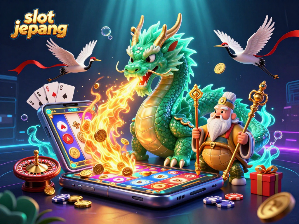Experience the thrill of slot jepang with vibrant colors and dynamic casino elements bursting from a smartphone.