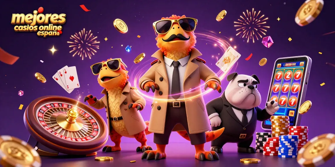 Juego emocionante en los mejores casinos online España con raptores disfrazados y un portero.