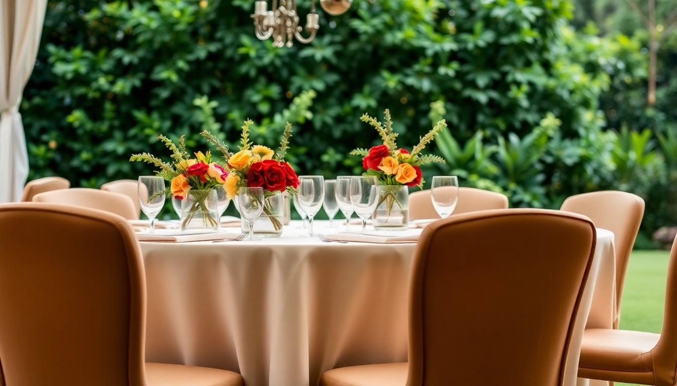 Showcase of Table & Chair Rentals setup for an elegant outdoor event focused on sophistication.