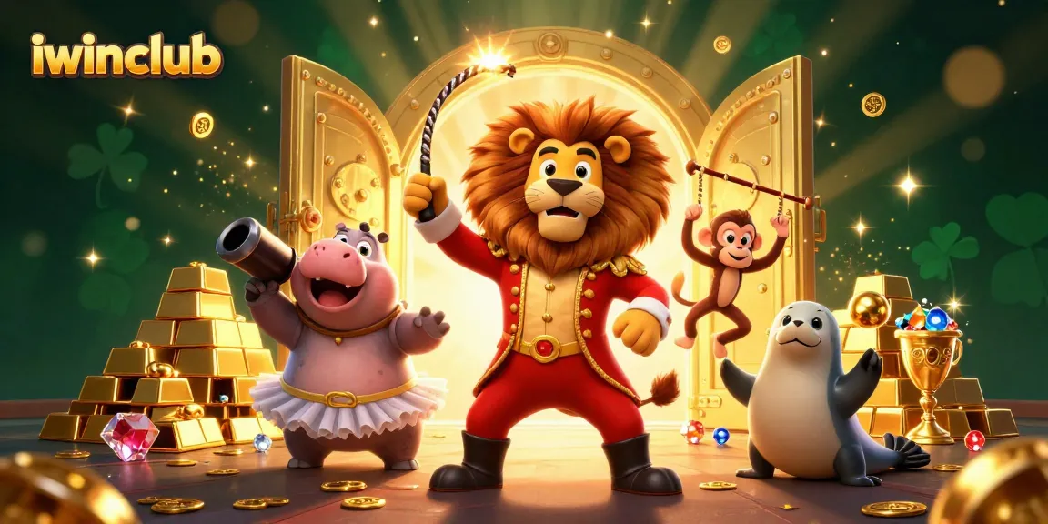 Experience the thrill of iwinclub as a lion ringmaster and friends showcase their gambling talents in an exciting casino scene.