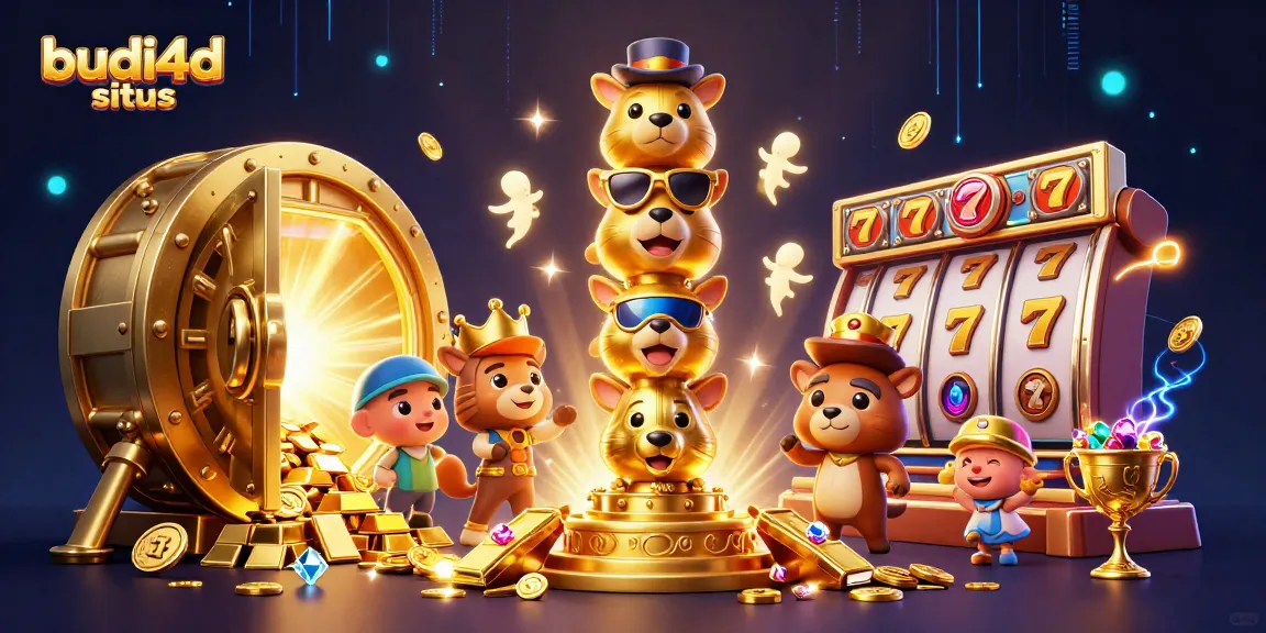 Engage with exciting slots and jackpots at budi4d situs with this vibrant casino illustration.