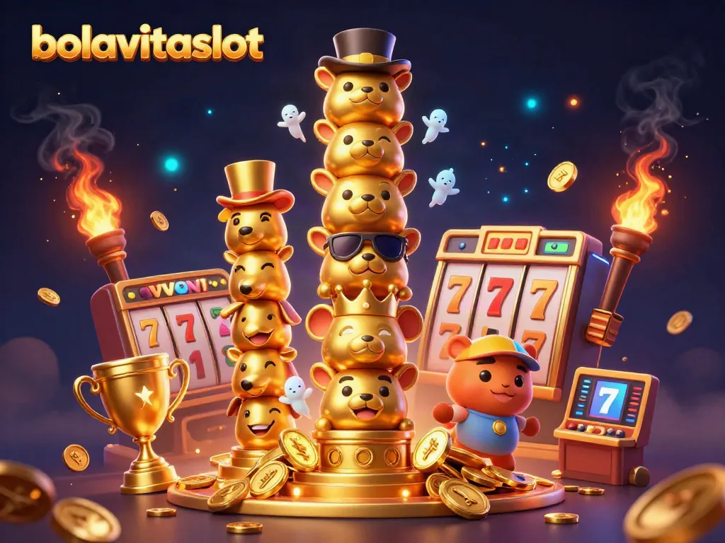 Experience the thrill of jackpots at bolavitaslot with a vibrant totem pole and animated slot symbols.