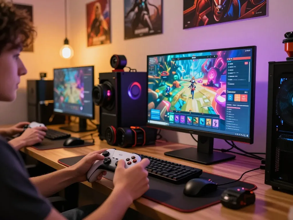 Engaging in NSFW games on a computer with colorful graphics, showcasing immersive gameplay.