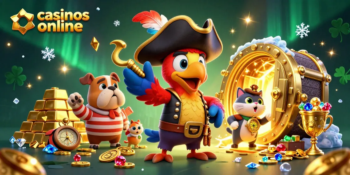 Juega en casinos online con aventuras llenas de tesoros y diversión en una escena vibrante.