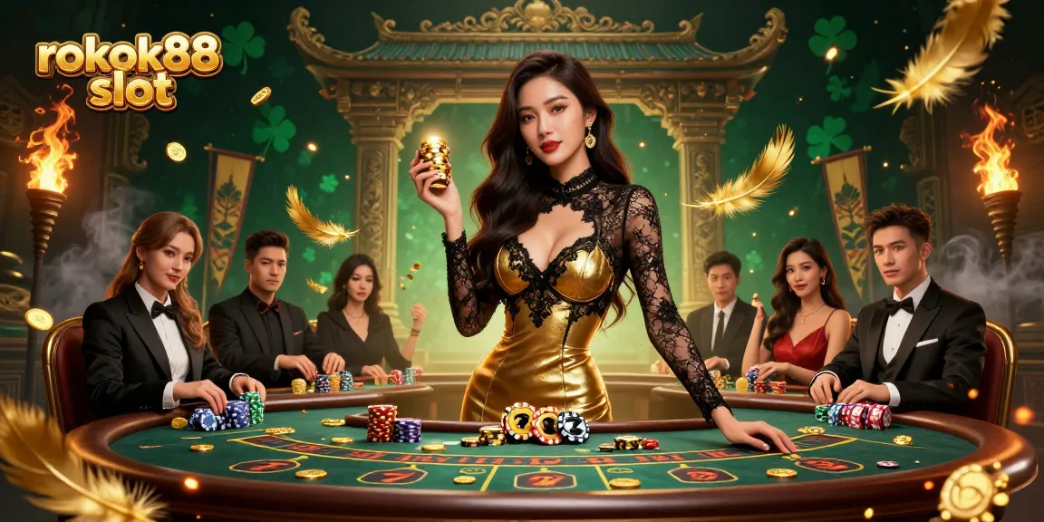 Experience thrilling gameplay at rokok88 slot featuring glamorous casino action and high-value gaming chips.