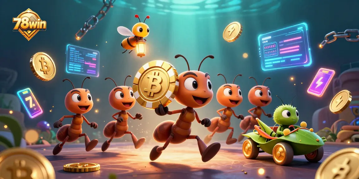 Engage with the thrilling heist of 78win's ants amidst golden gaming elements.
