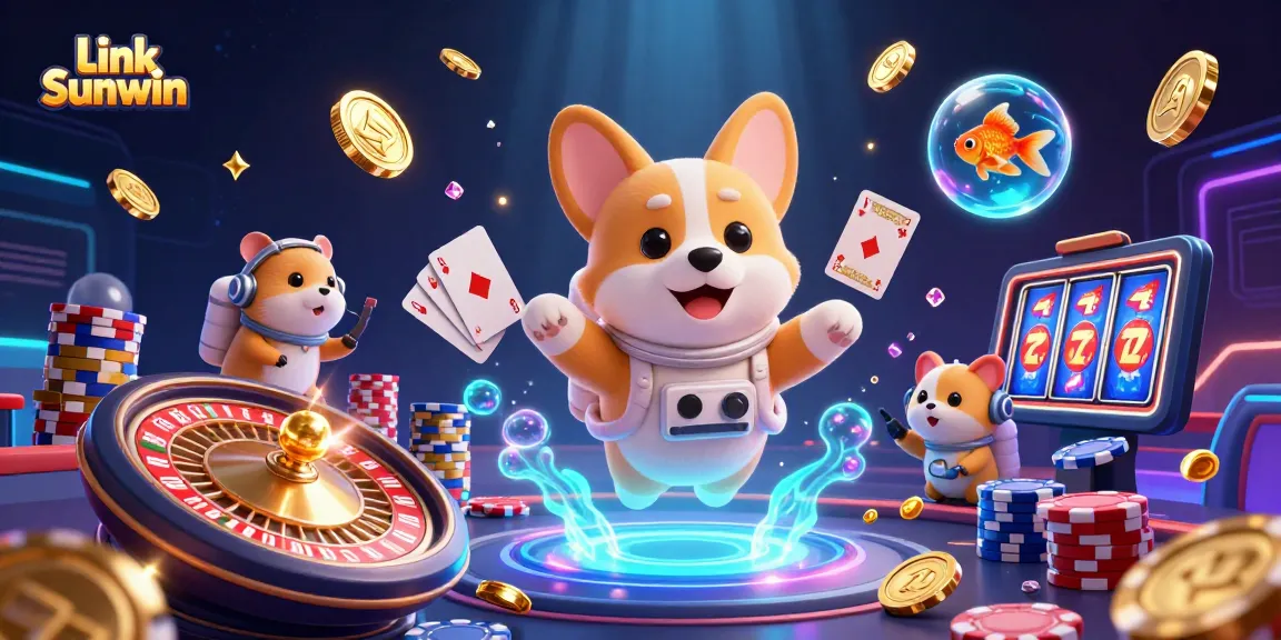 Experience the excitement of Link Sunwin in a vibrant space casino scene.