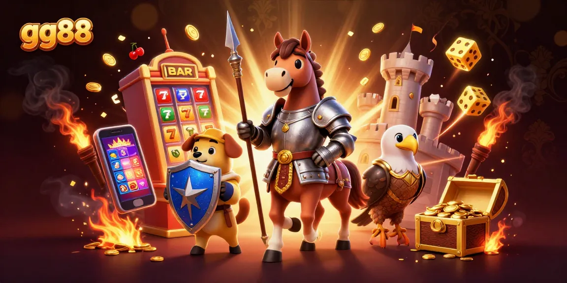 Experience gaming excitement with gg88's vibrant casino scene featuring knights and dynamic game elements.