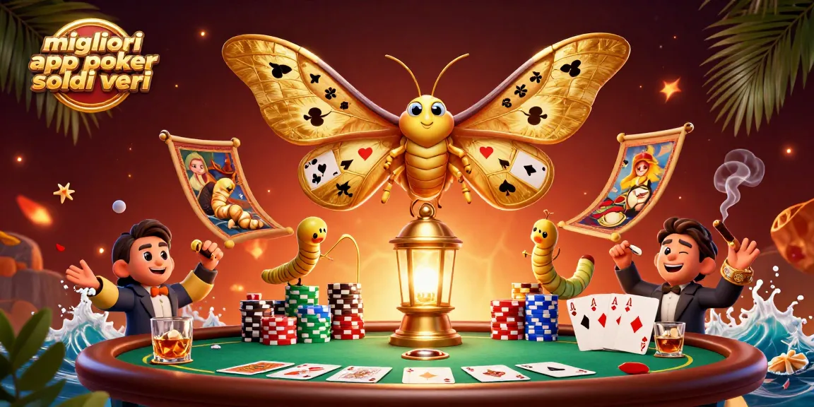 Migliori app poker soldi veri: scopri tavoli e tornei avvincenti in un'illustrazione vibrante e colorata di un'app di poker