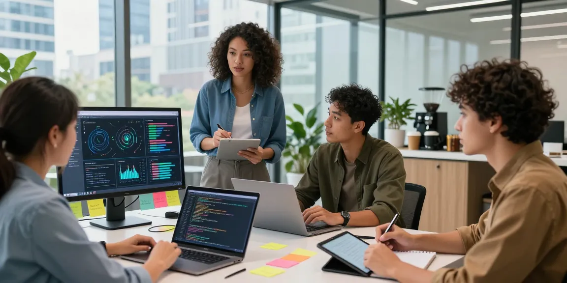 Dynamic team collaboration in a modern workspace utilizing spicy ai technology for innovative solutions.