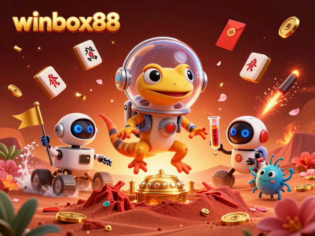 Engage in thrilling adventures at winbox88 with a Martian gecko discovering a golden casino.