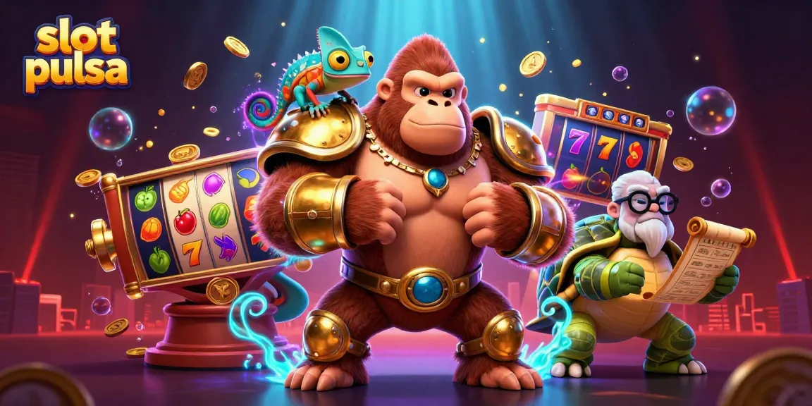 Permainan slot pulsa yang mengasyikkan dan karakter menarik dalam ilustrasi 3D yang penuh warna.