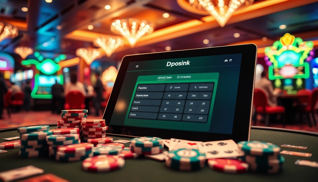 Engaging deposit bank totoplay88 on a digital tablet surrounded by casino chips and cards.