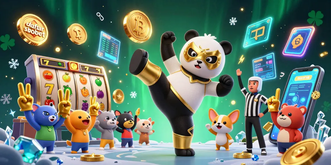 Engage in daftar sbobet with a dynamic casino scene featuring lively characters and vibrant gaming elements.