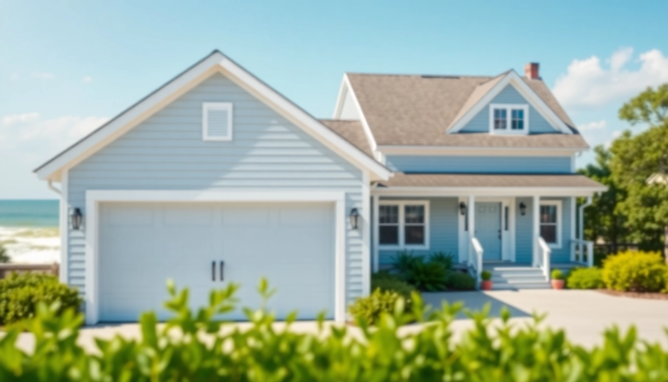 Cape Cod home addition featuring an expanded design with an attached garage and serene coastal landscaping.