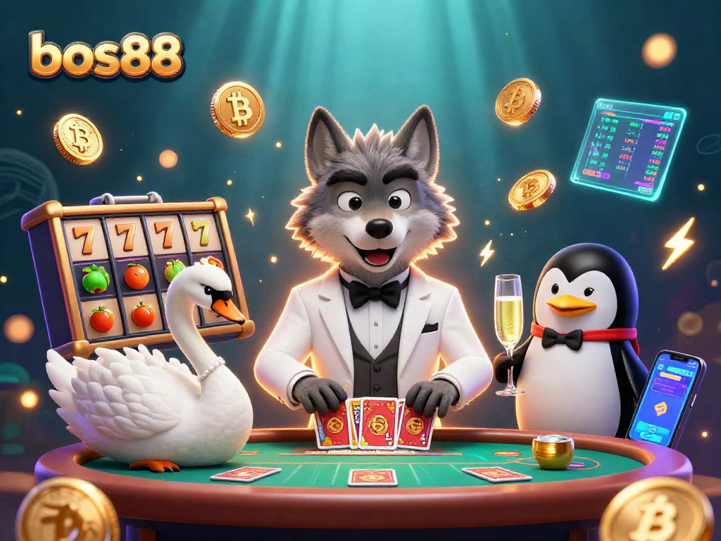 Mengalami keseruan bos88 di kasino dengan karakter kartun 3D yang berinteraksi dengan slot dan jackpot.