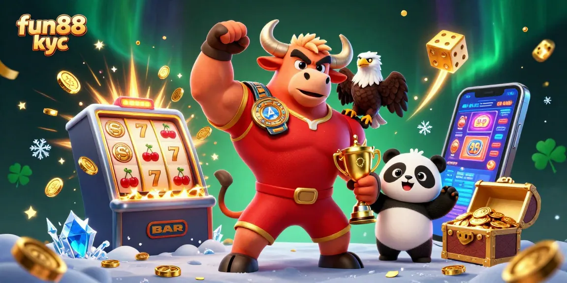 Chơi cá cược trực tuyến tại fun88 kyc với hình ảnh mascot vui nhộn và nhiều trò chơi hấp dẫn.