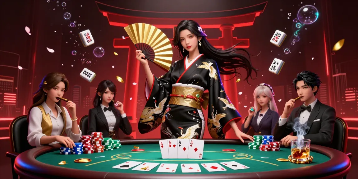 Experience the excitement of 123win with an elegant woman at a poker table, surrounded by vibrant casino elements.