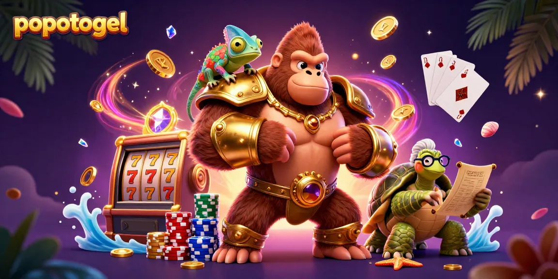 Experience winning with popotogel as a colorful gorilla, chameleon, and tortoise jackpot action unfolds.