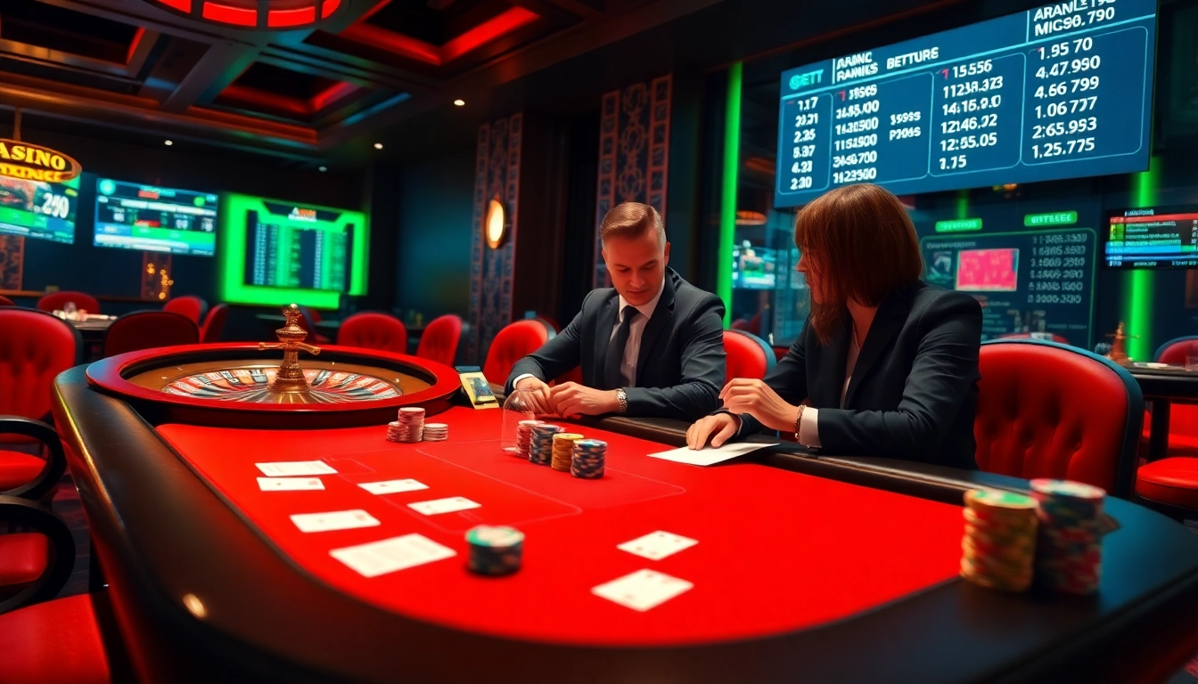 Vivez des moments de jeu palpitants dans un casino en ligne Français 2026 avec des jetons de poker et une roue de roulette.