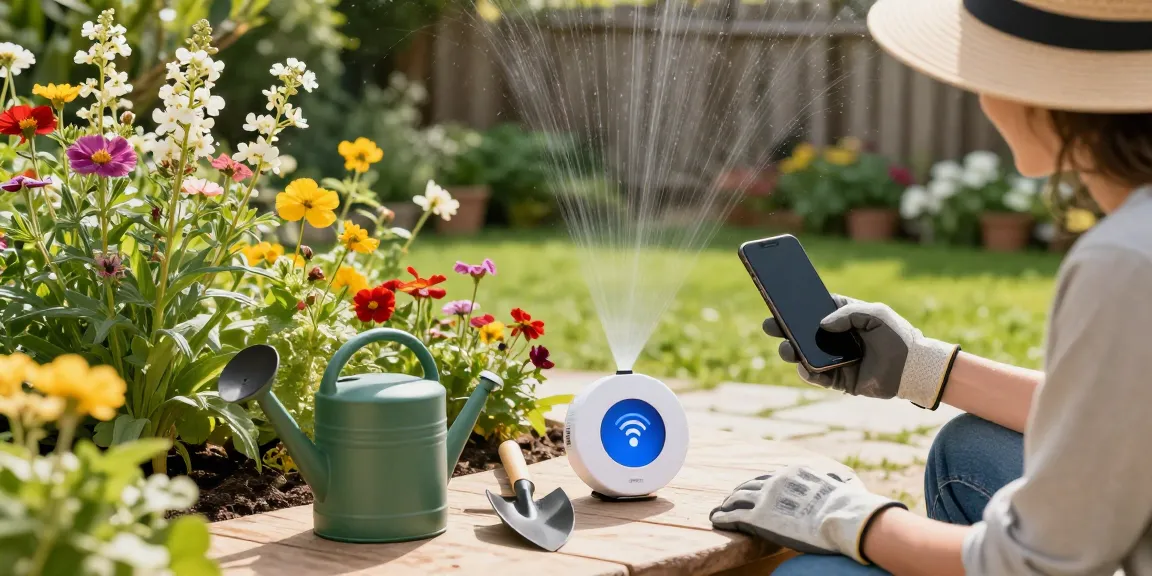 Setting up the RainPoint sprinkler timer in a vibrant garden for efficient watering.