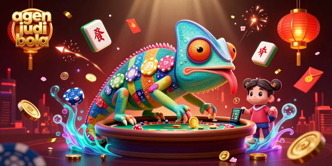 Join the action with agen judi bola as the vibrant chameleon owner navigates a bustling casino scene.