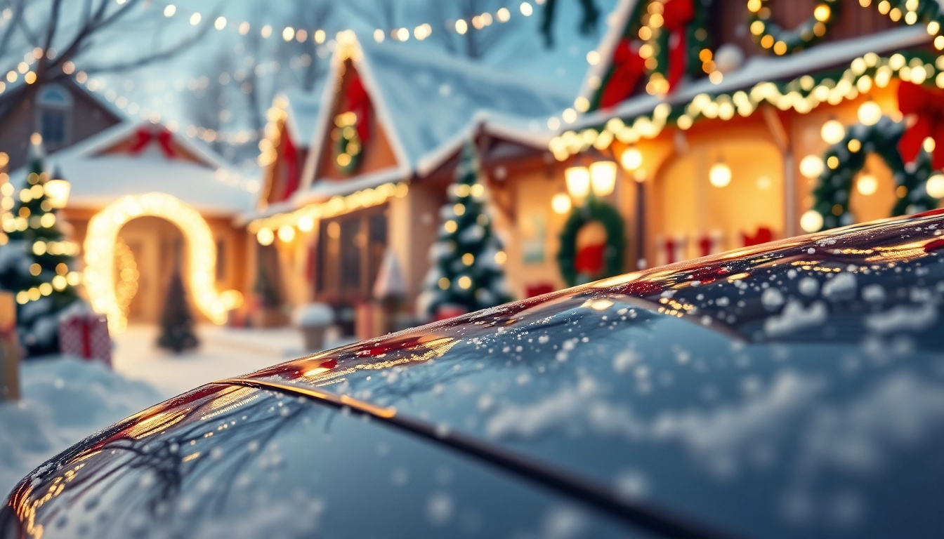 Christmas car detailing gift beautifully displayed with festive decorations in a winter wonderland.