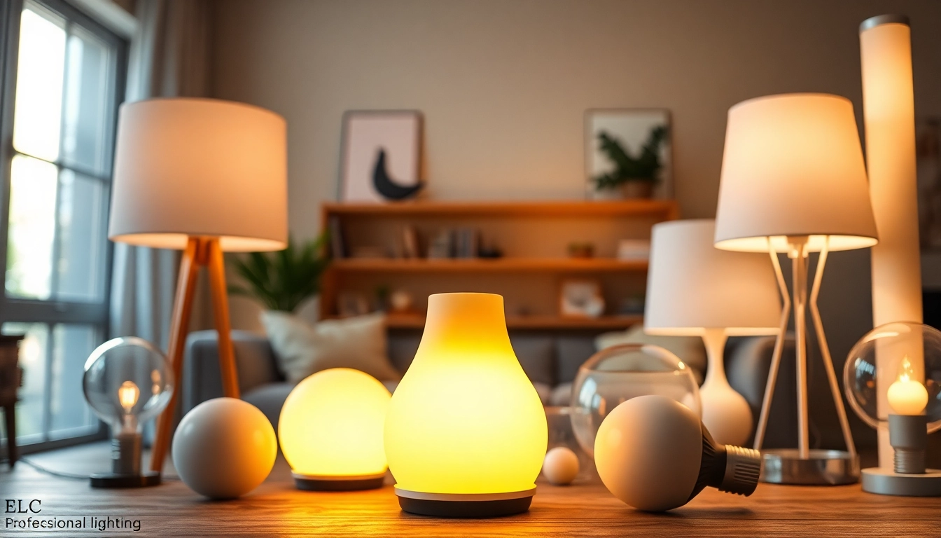 Showcase ELC Lamps Online with an elegantly lit lamp in a cozy decor environment.