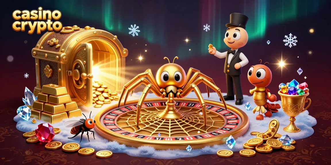 Scopri l'avvincente esperienza del casino crypto con un ragno dorato che crea una ruota della fortuna.