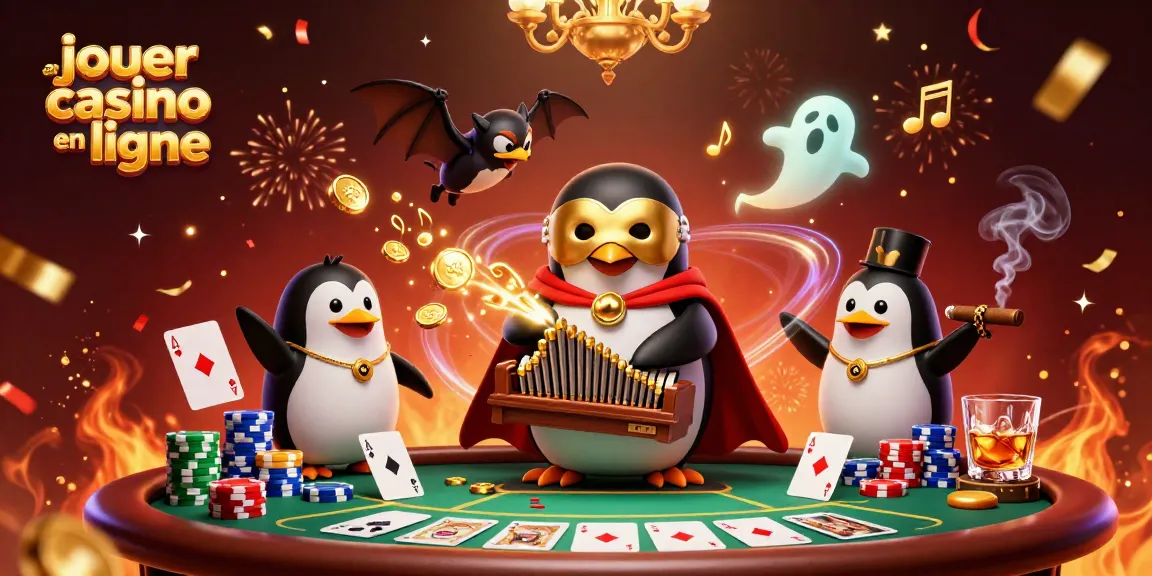 Jouer au casino en ligne avec un pingouin fantôme et des éléments de poker captivants.