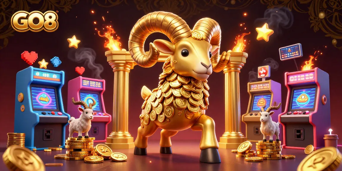 Experience GO8’s thrilling casino adventures with an exciting golden ram and arcade gaming elements.