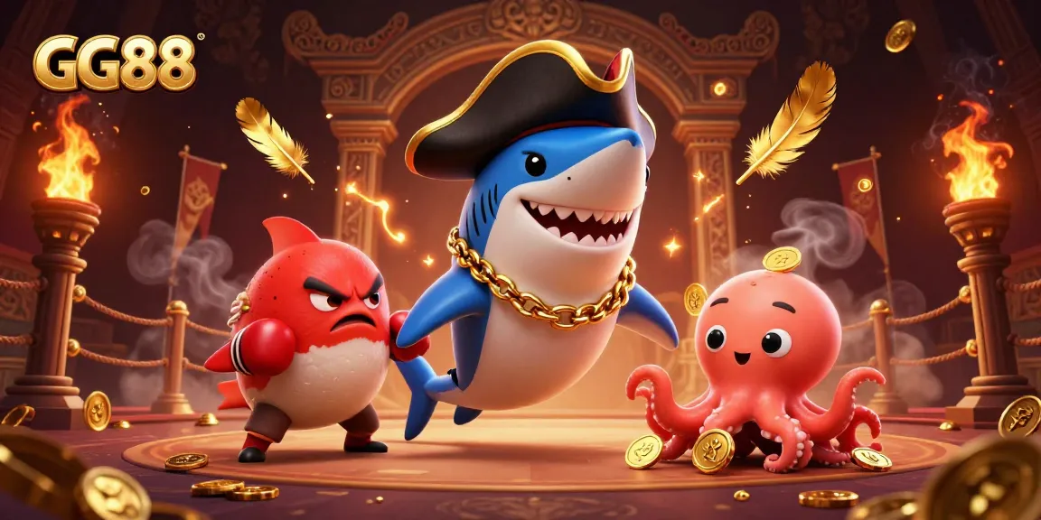 Experience thrilling gameplay with GG88 in this vibrant and dynamic casino scene featuring animated characters.