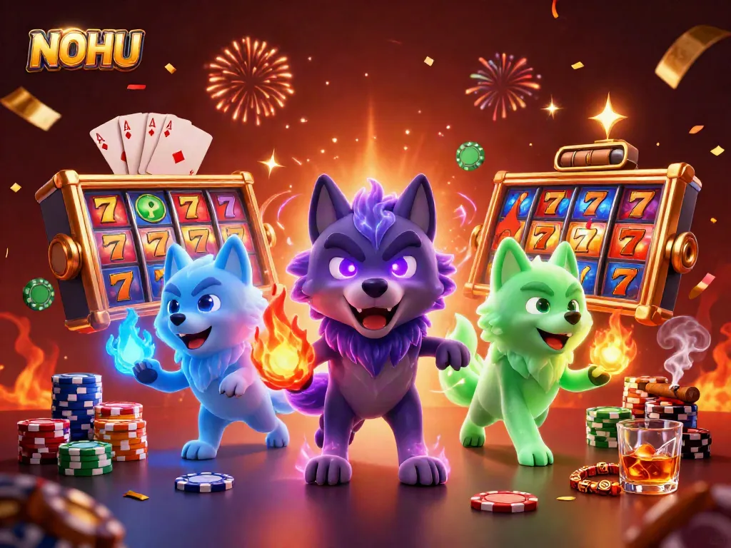 Experience excitement as NOHU reveals thrilling wins from a vibrant casino scene with remarkable characters.