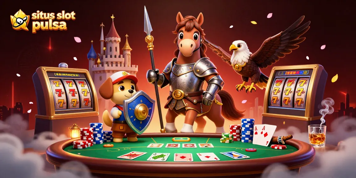 Engage in thrilling games at situs slot pulsa with exciting reels and vibrant casino elements.