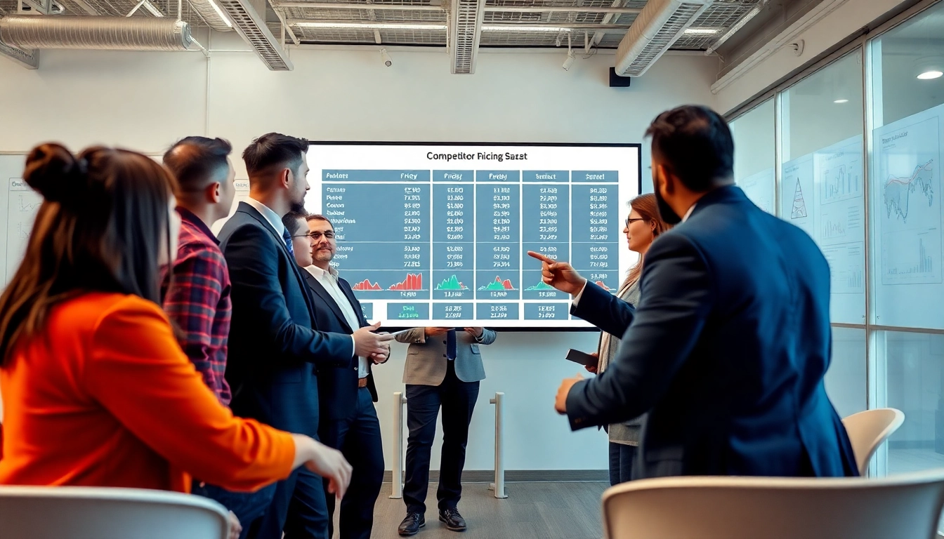 Analyze competitor pricing strategies in an engaging business meeting with diverse participants.