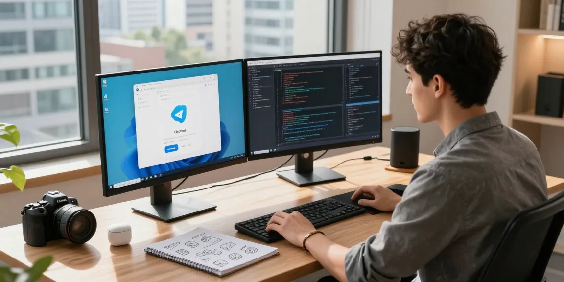 Explore the seamless telegram中文版下载 experience in a modern tech workspace.