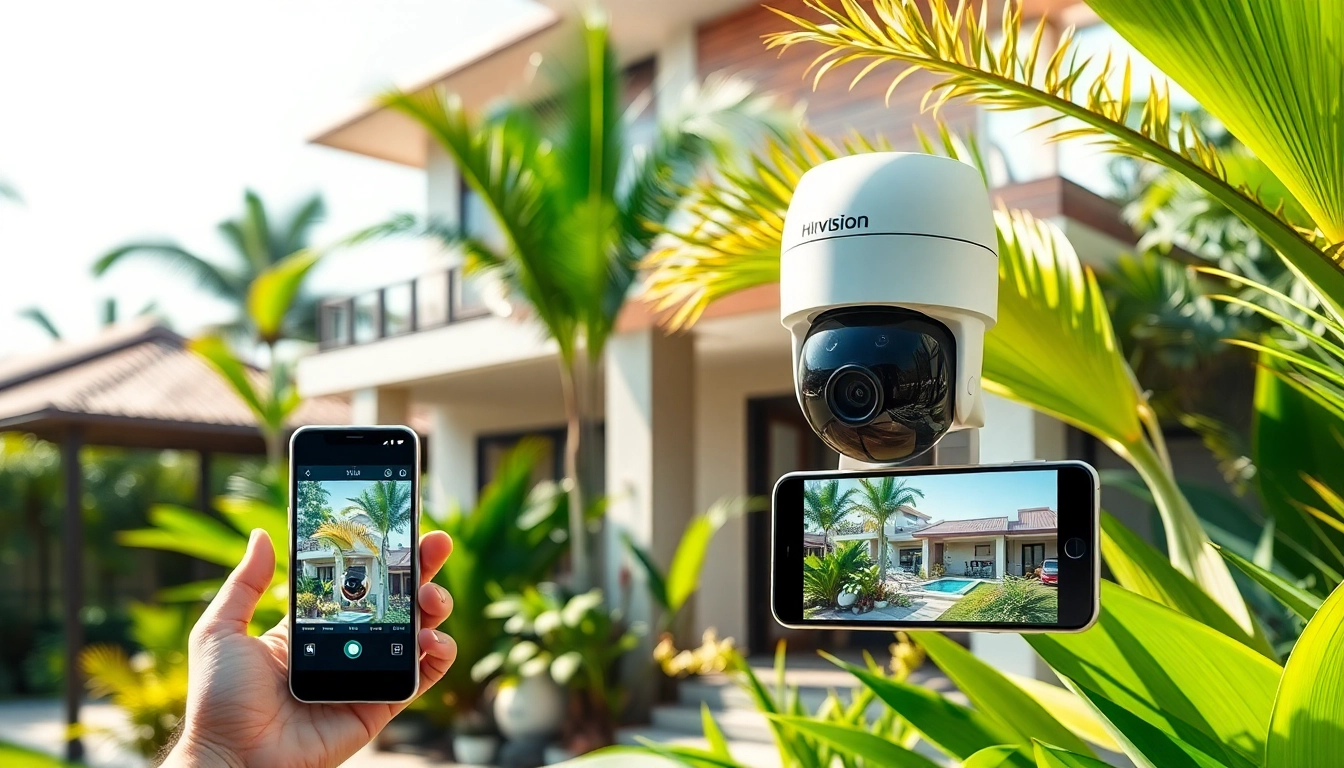 Cámaras Hikvision instaladas en un entorno residencial moderno, mostrando tecnología de seguridad elegante en Guanacaste.
