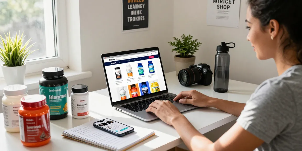 Shopping for lab-tested products at Astera Shop in a modern home office
