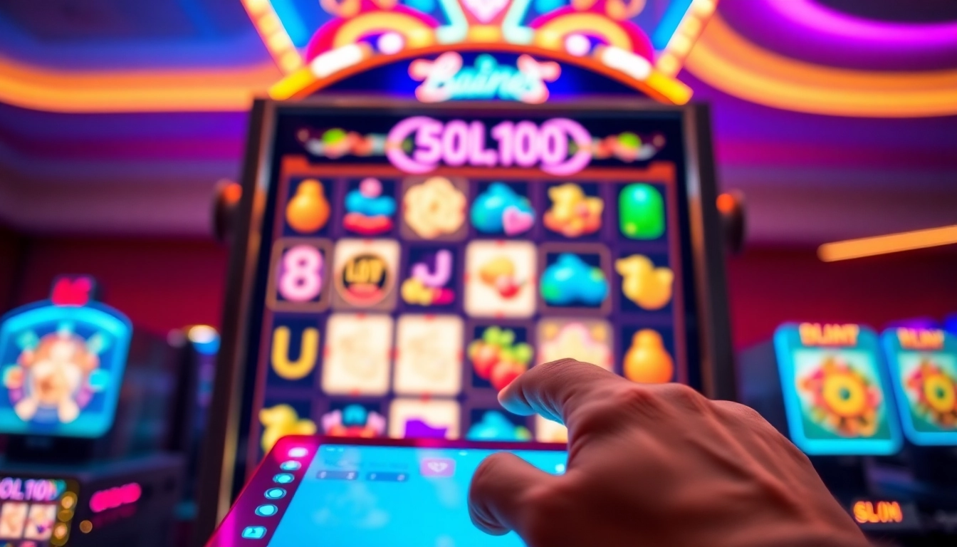 Menampilkan permainan slot depo pulsa yang menarik dengan interaksi pengguna dan elemen grafis berwarna-warni.