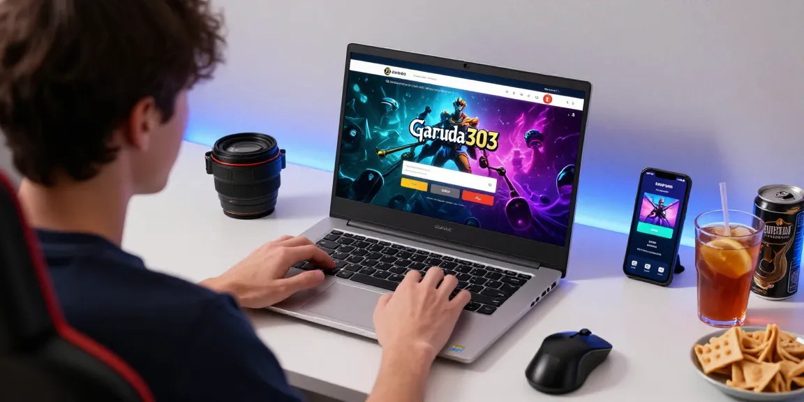 Exciting Garuda303 login scene with user focused at gaming setup